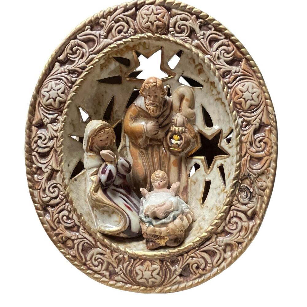 Nativity Ceramic Illuminated Tea Light Holder Holy Family TII Collections Christ